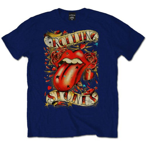 Rolling Stones Tongue Stars Official Blue T-Shirt