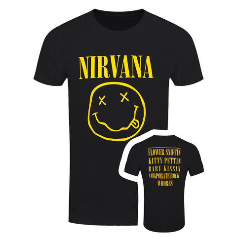 Nirvana Smiley With Back Print Official T-Shirt